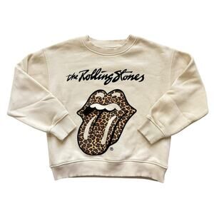Zara + The Rolling Stones Animal Print Logo Pullover Crew Sweatshirt Size 8-9y
